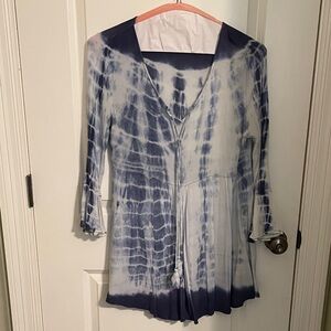 Blue and White Tie-Dye Blouse